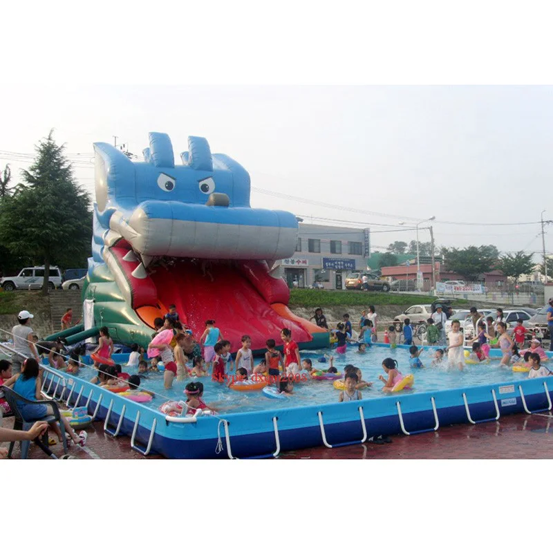 Comercial gigante de PVC inflável da corrediça com grande piscina para entretenimento