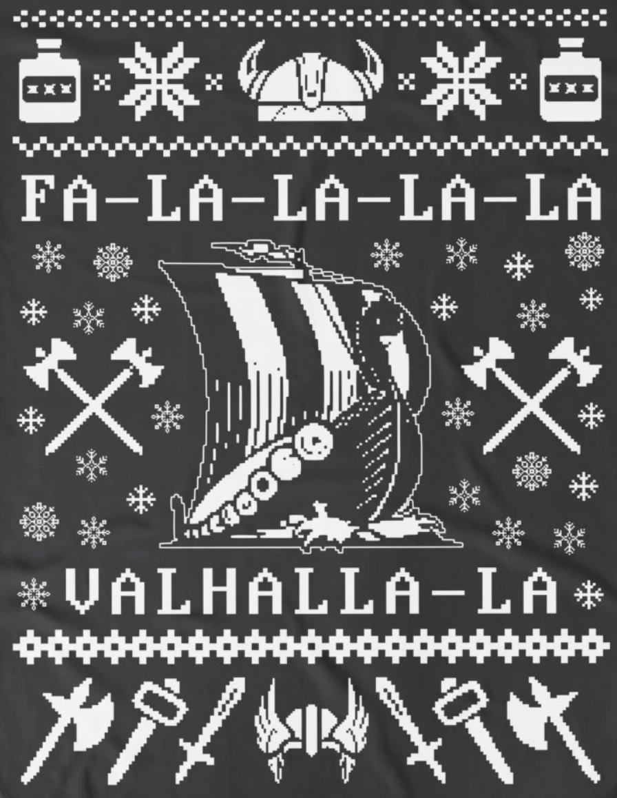 Fa La La La Valhalla La Feio Camisola Do Natal Viking De Barcos-Dragão De Moletom Novo 100% Algodão Casual Mens Casaco De Natal Streetwear 5