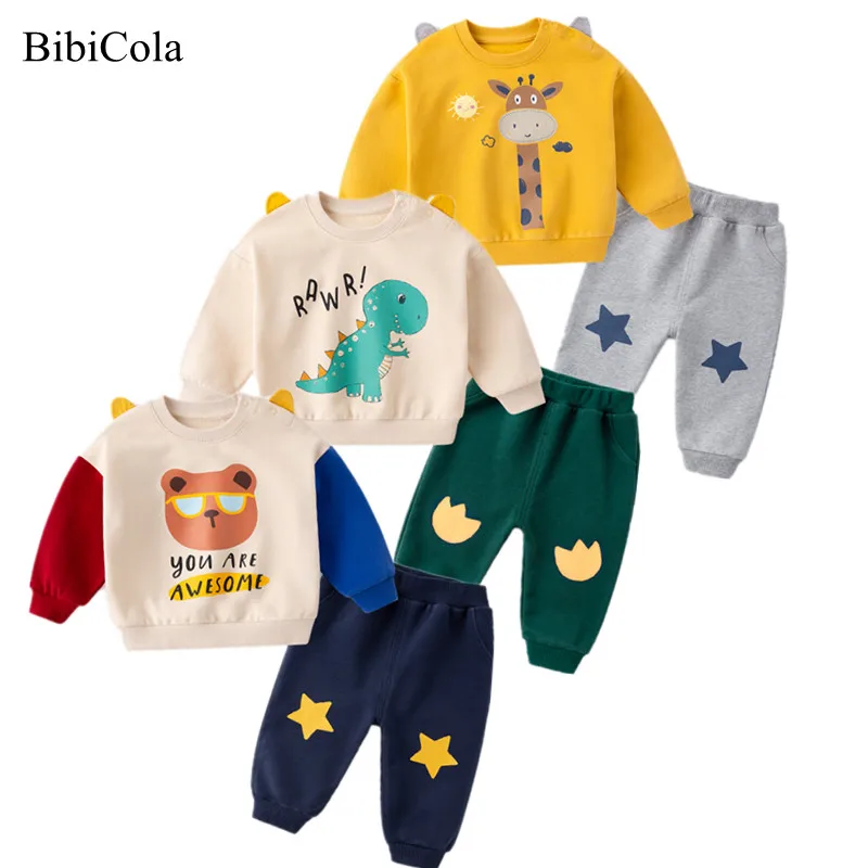 Bebê conjunto de roupas de primavera outono de Algodão Infantil, Roupa do Bebê Primavera de Novos Desenhos de Moda Manga Longa Crianças Casual Treino