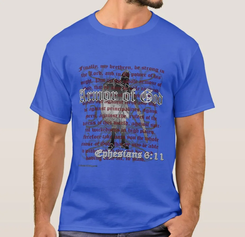 A armadura de Deus, Efésios 6:11 Versículo da Bíblia Religiosos Cristãos T-Shirt. Verão do Algodão de Manga Curta-O-Pescoço Mens T-Shirt Nova S-3XL 0