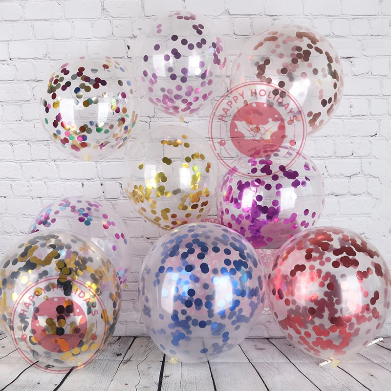12pcs 12inch Confete Balões Transparentes de Látex Balão Com a Rosa de Ouro, de Prata, Roxo Globos Festa de Casamento, Aniversário, Decorações 0