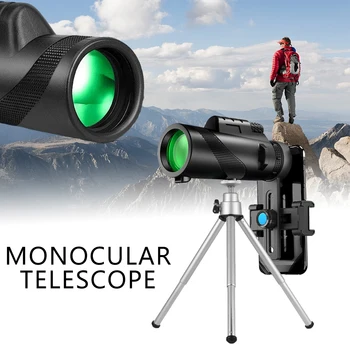 Única Lente de telescópio 50x60 de Baixo Nível de Luz de Visão Noturna ao ar livre em HD Com Telefone Móvel Acampamento Telescópio Monocular